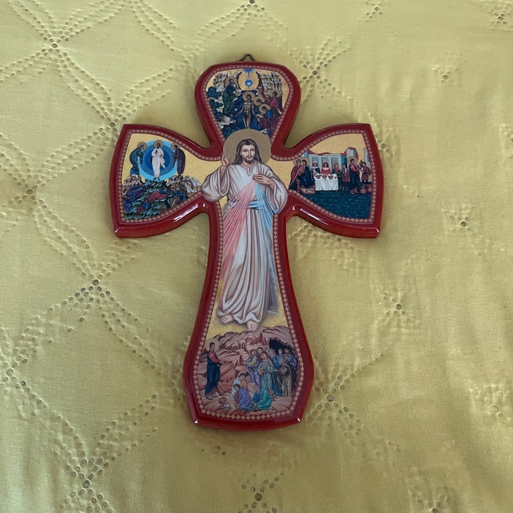 Cross of the Luminous Mysteries Wooden w Hanging hook